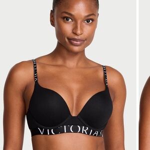 NWT VS Bombshell Add-2-Cups Cotton Exploded Logo Push-Up Bra